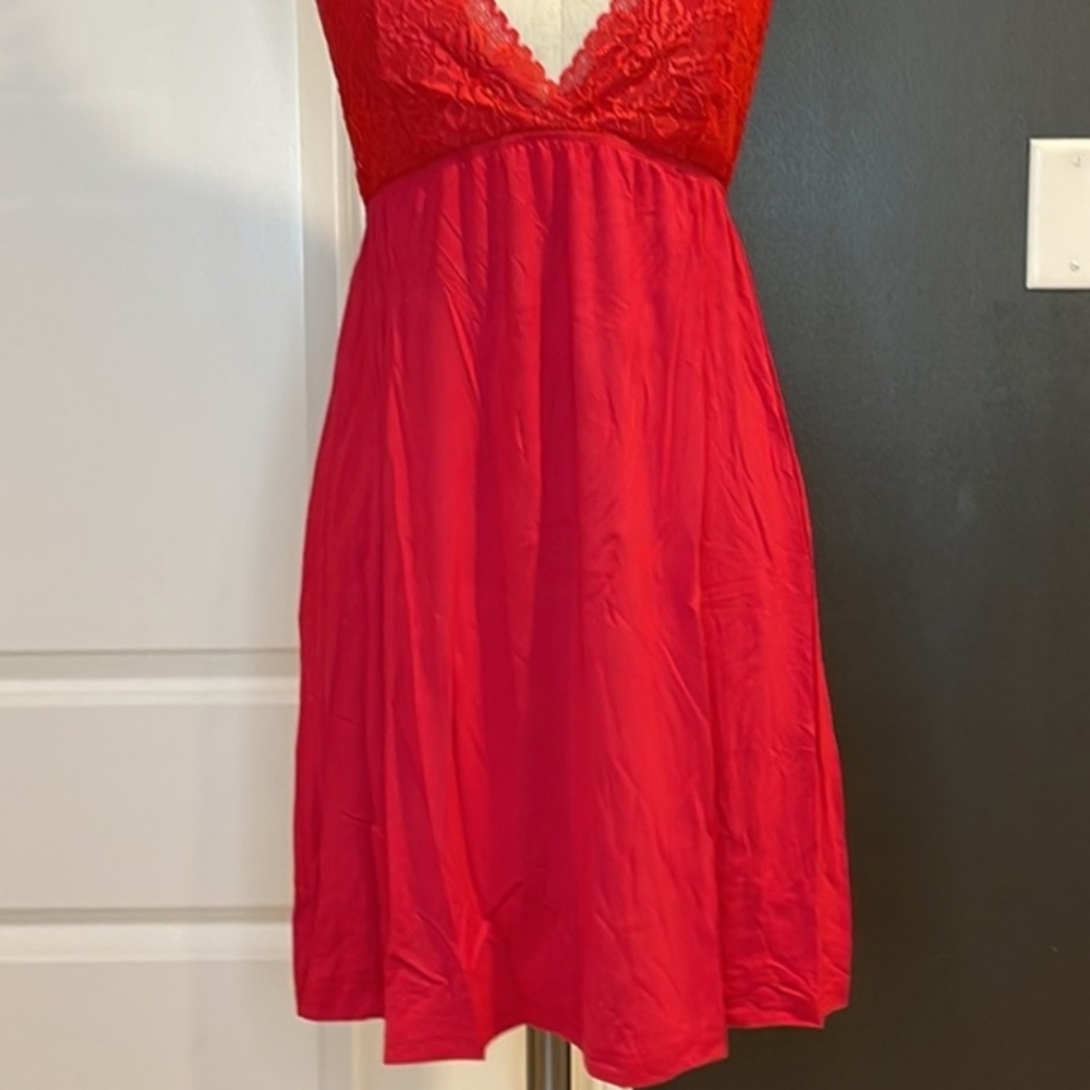 Y-Back Lace Nighty, Red, Sz M - Picture 4 of 8